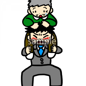 肩車をしている男性の画像