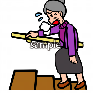 階段疲れおばあちゃんの画像