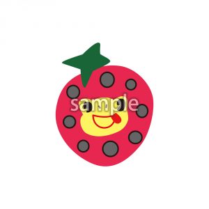 いちごとカエルの画像