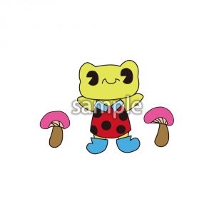 キノコとカエルの画像