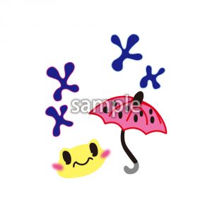 傘とカエルの画像