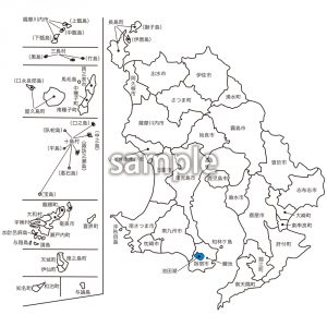 九州地方 | 鹿児島市町村名入り地図の画像