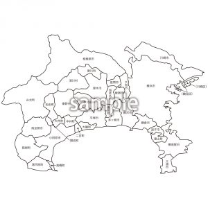 関東地方 | 神奈川県市町村名入り地図の画像