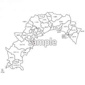 四国地方 | 高知県市町村名入り地図の画像