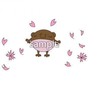 マメクマと桜の画像