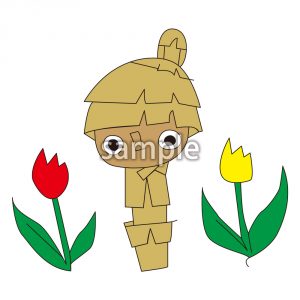 つくし子供とチューリップの画像