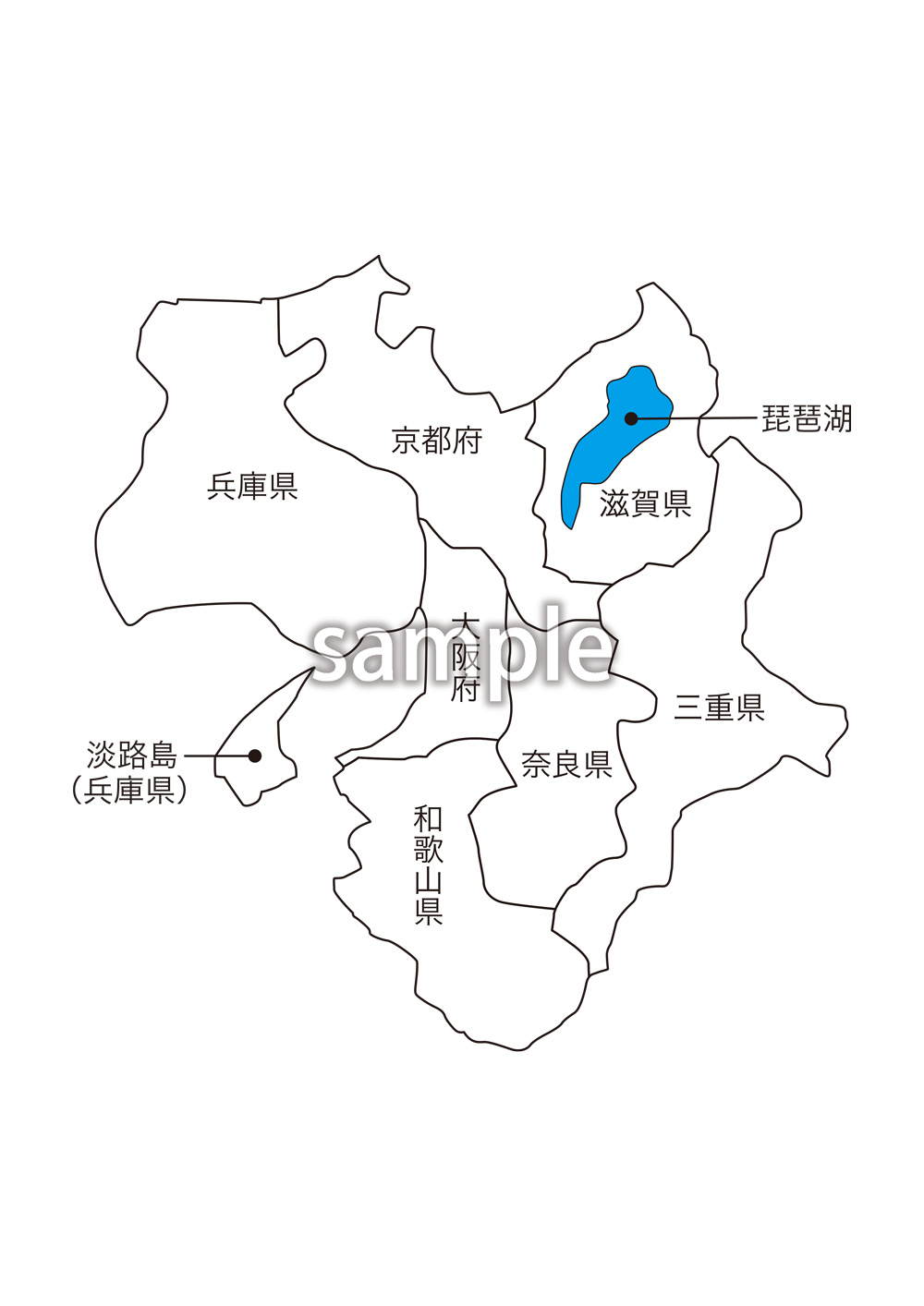 近畿地方都道府県名入り地図 クリエイターズ素材集