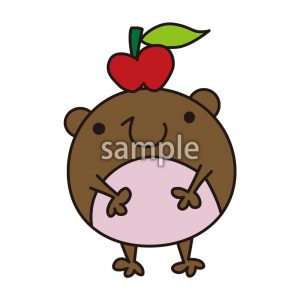 マメクマと林檎の画像