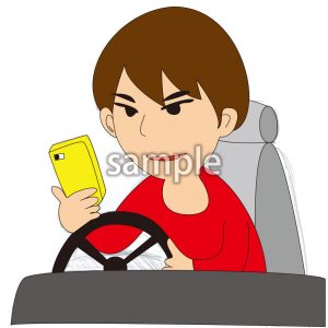 男ながら運転スマホの画像