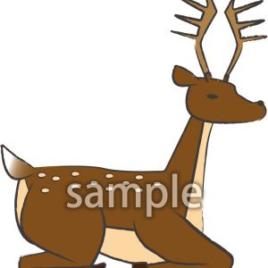 座る鹿夏毛オスの画像