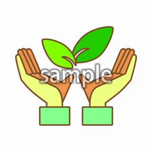 手と葉の画像
