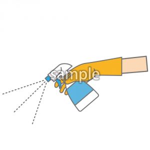 消毒する（モノクロあり）の画像