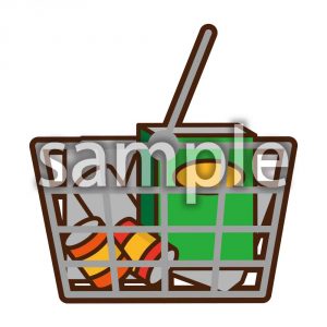 山盛り買い物かごの画像