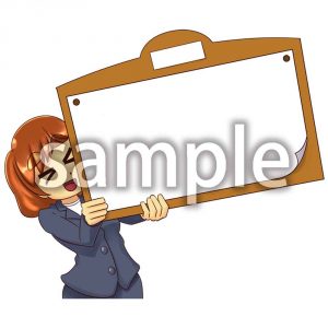 ボードを持つOLさん13bの画像