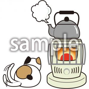 猫とストーブの画像