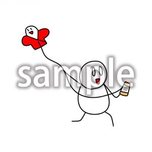 凧揚げをするデブ郎の画像