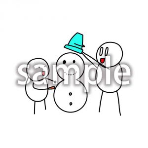 雪だるまを作るデブ助とデブ郎の画像