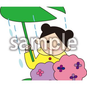 紫陽花と少女の画像