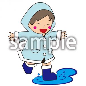 雨合羽の男の子の画像