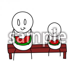 スイカを食うデブ郎とデブ助の画像