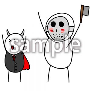 ハロウィンの衣装のデブ郎とデブ助の画像