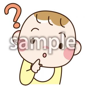 首をかしげる赤ちゃんfの画像