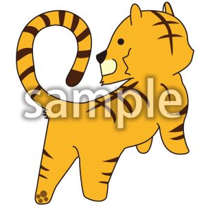 振り向いているとらの画像