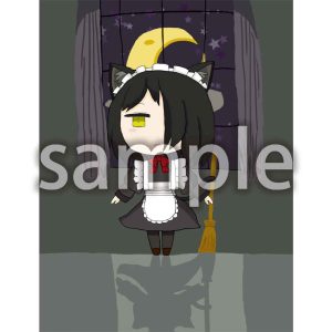 黒猫メイド（背景あり）の画像