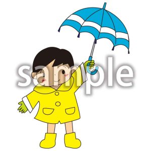 傘と男の子の画像