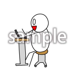 パソコンでテレワークをしているデブ郎の画像