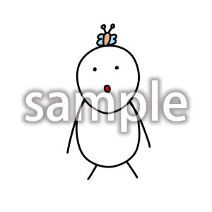 頭の上に蝶の画像