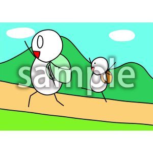 ハイキングするデブ郎とデブ助の画像