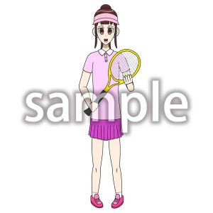 テニスプレイヤーのロングの女の子 正面の画像