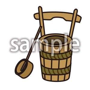 手桶とひしゃくの画像