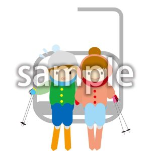 リフトに乗っているスキー客の画像