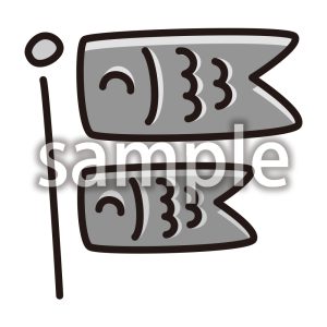鯉のぼり_モノクロの画像
