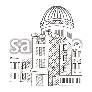 原爆ドーム　白黒の画像