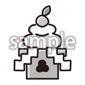 鏡餅_モノクロの画像