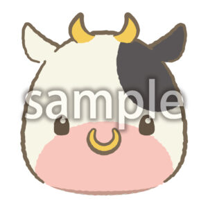 顔イラスト丑の画像