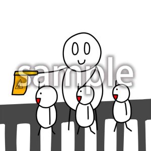 横断歩道の見守り隊の画像