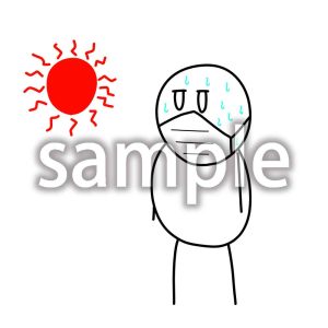 マスク着用で暑さに負けるデブ郎の画像