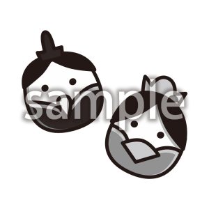 ひな祭り_モノクロの画像