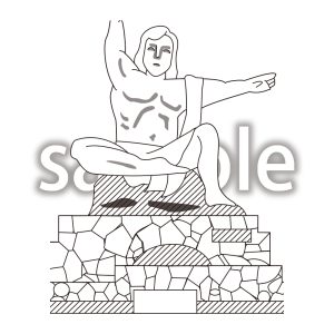 平和祈念像　白黒の画像